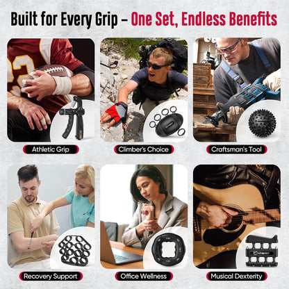 FitBeast Grip Strength Trainer, Hand Gripper Strengthener Kit - 6 Pack with Adjustable Resistance Forearm Strengthener, Forearm Exerciser and Massage Balls for Hand Therapy, Grip Training