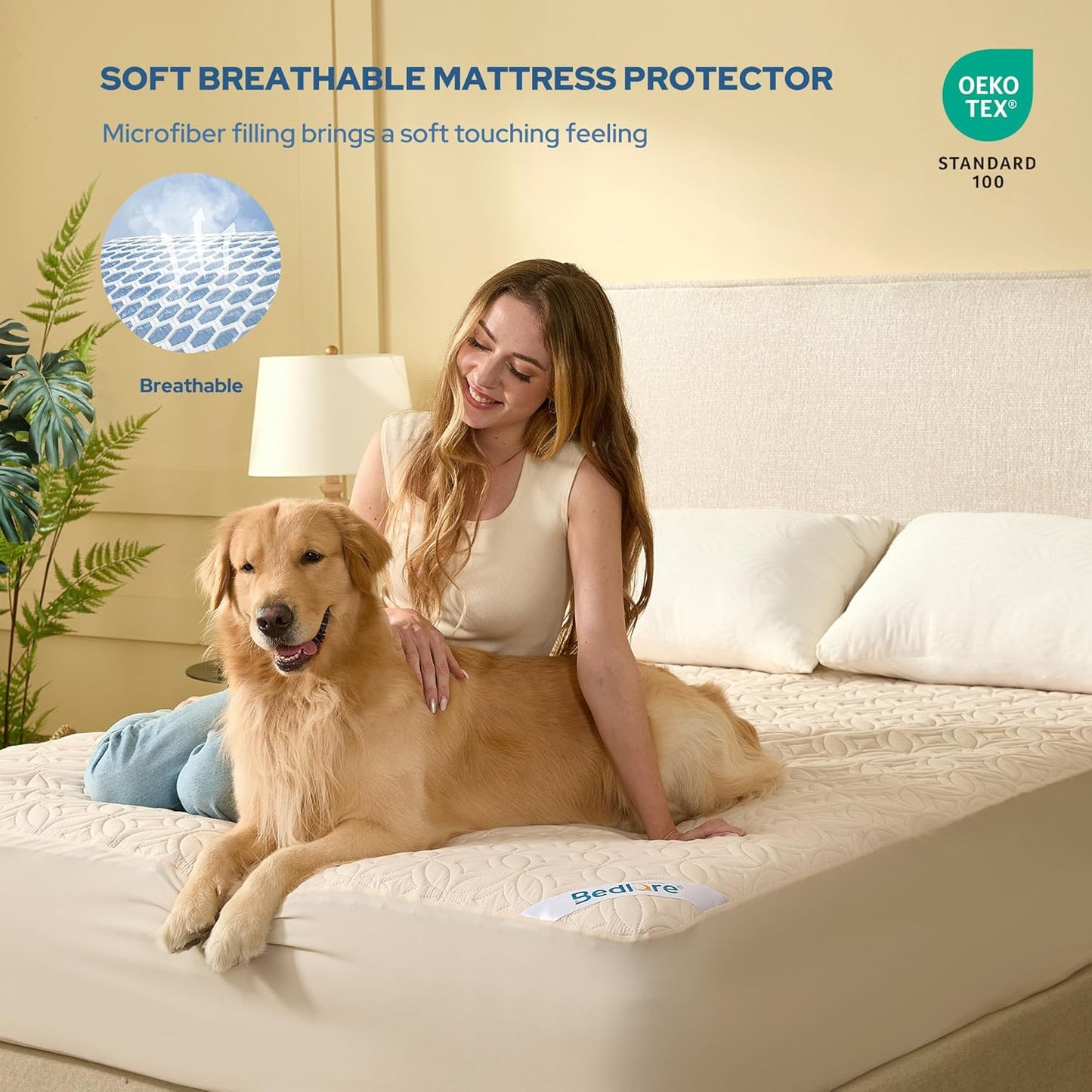 BEDLORE Waterproof Mattress Protector, King Size Mattress Pad with Deep Pocket 6"-18" Depth, Soft Noiseless Dirt-Proof Bed Mattress Cover Washable for Home, Bedroom, Hotel (Gray)