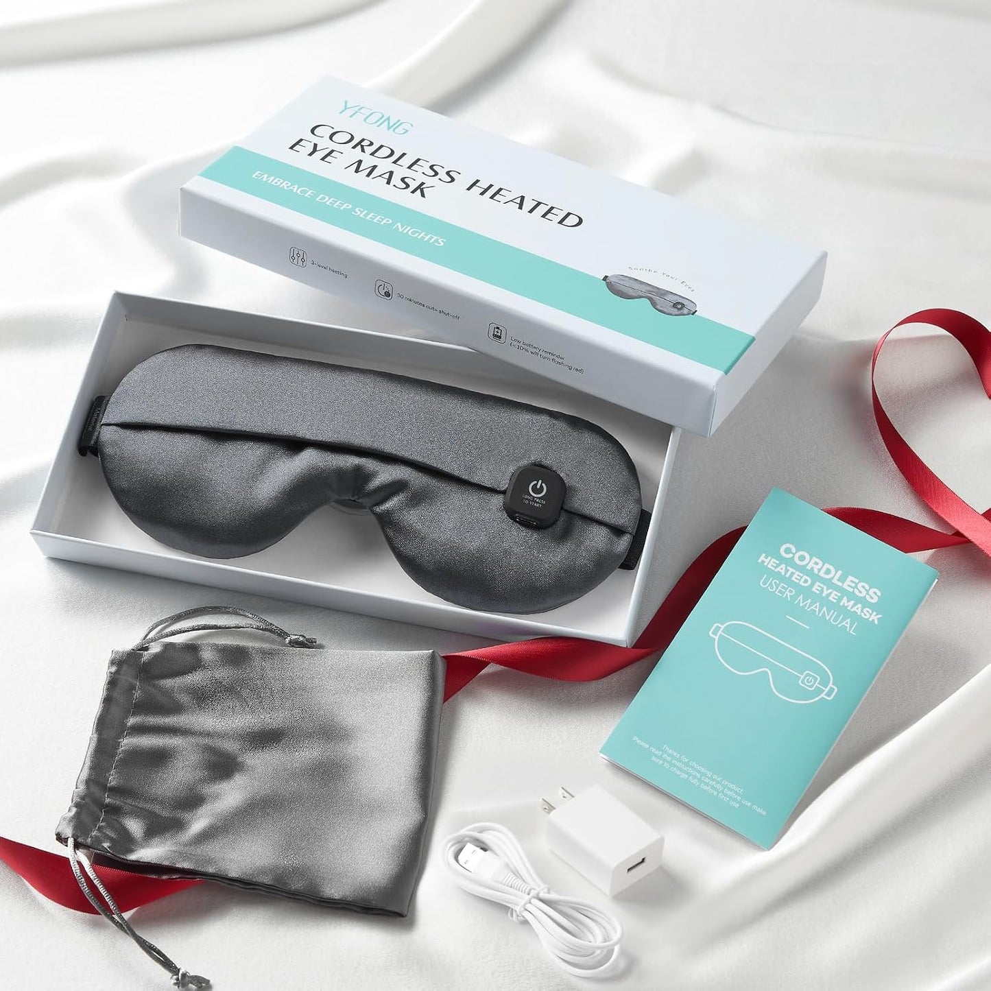 YFONG Cordless Heated Eye Mask for Dry Eyes, Warm Eye Compress, Blue