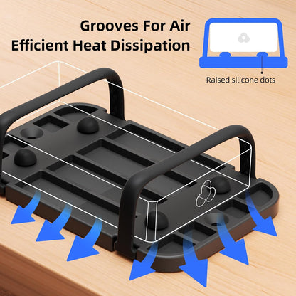 Upgraded Laptop Charger Holder,Adjustable Silicone Strap Power Brick Organizer With Heat Dissipation,Under Desk Cable Management Mount For Most Power Adapters,Chargers, Included Screws & Adhesive