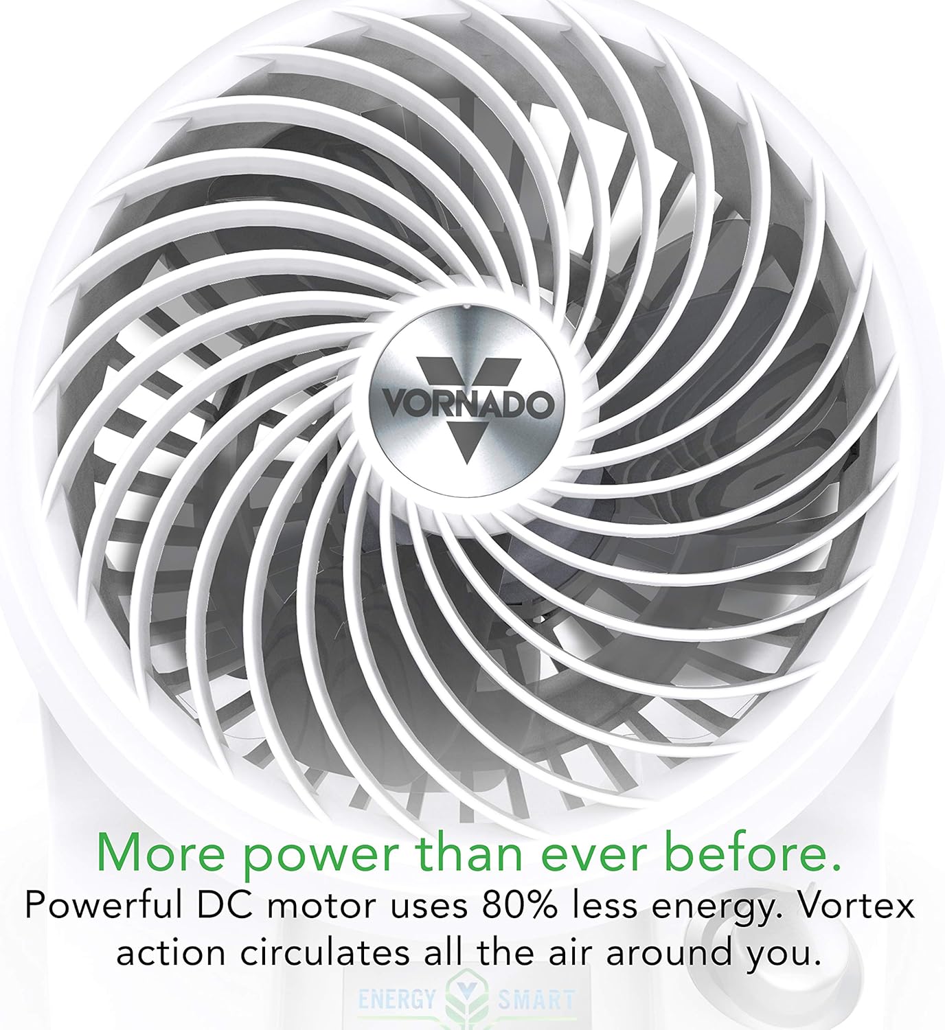 Vornado 133DC Energy Smart Compact Air Circulator with Variable Speed Control, DC Motor, Adjustable Tilt, Quiet Operation for Bedroom, Office, and Home Use, White