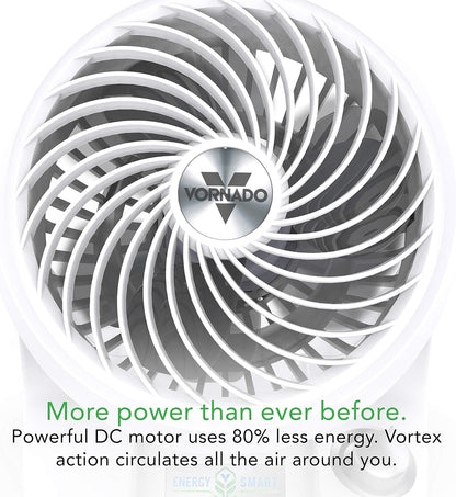 Vornado 133DC Energy Smart Compact Air Circulator with Variable Speed Control, DC Motor, Adjustable Tilt, Quiet Operation for Bedroom, Office, and Home Use, White