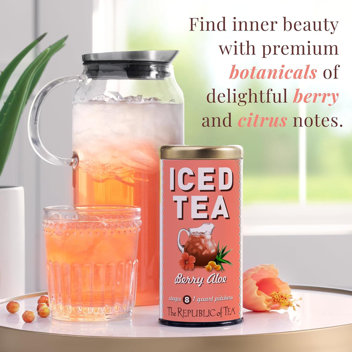 The Republic of Tea Beautifying Botanicals® Berry Aloe Herbal Iced Tea Bags (8 count)
