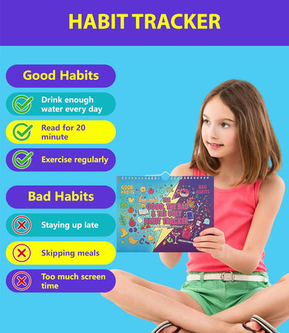 24‑Month Habit Tracker – Good/Bad Habit Tracking, Colorful Pages, 8''x10'' Journal Planner Undated Calendar with Spiral Binding, Start‑Any‑Month Flexibility