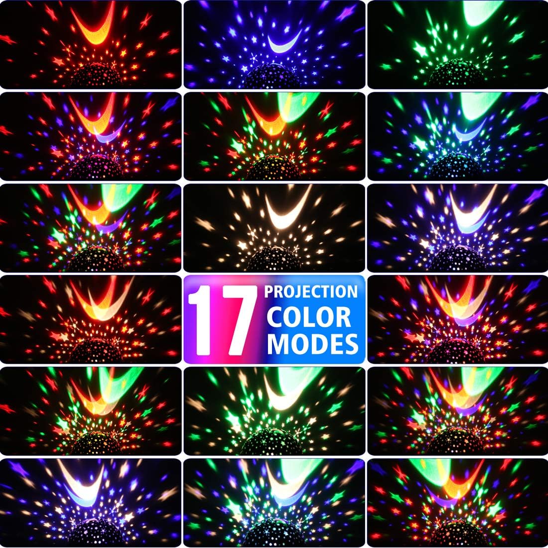 Kids Star Projector Night Light, Star Night Light Projector for Kids, Ceiling Stars Projection Lamp with Timer, 360° Rotating Night Light for Bedroom, Birthday Gift for 3 4 5 Year Old Girls Boys Black
