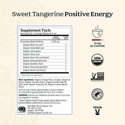 Yogi Sweet Tangerine Positive Energy Tea, 16 Tea Bags (6 Pack)