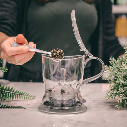 GROSCHE Aberdeen Tea Infuser Teapot & Smart Tea Maker - BPA-Free, Drip-Free Design | Coaster | Easy Brew | Easy Clean Steeper | Loose Leaf Brewing - Stylish Design | 17.7 oz - 525 ml - Black