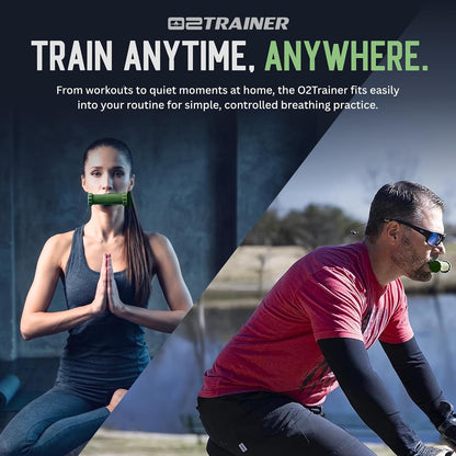 O2Trainer Breathing Muscle Training Device | Lung Power & Endurance Tool for Athletes, Singers & High-Altitude Performance | Diaphragmatic Respiratory Trainer | 16 Resistance Caps