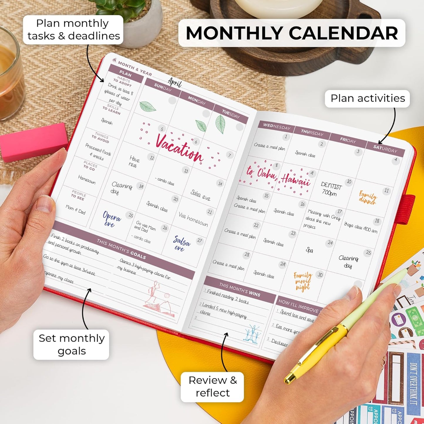 Clever Fox Planner 2nd Edition – Colorful Weekly & Monthly Goal Planner, Time Management & Productivity Organizer, Undated, A5 (Dark Teal)