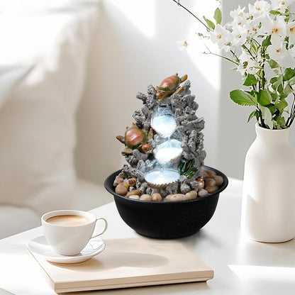 Indoor Tabletop Dolphin Water Fountain with LED Light – Ocean Theme Desk Decor and River Rocks, Relaxing Sound Machine for Sleep & Office, Zen Home Décor Gift for Women, Living Room Decoration