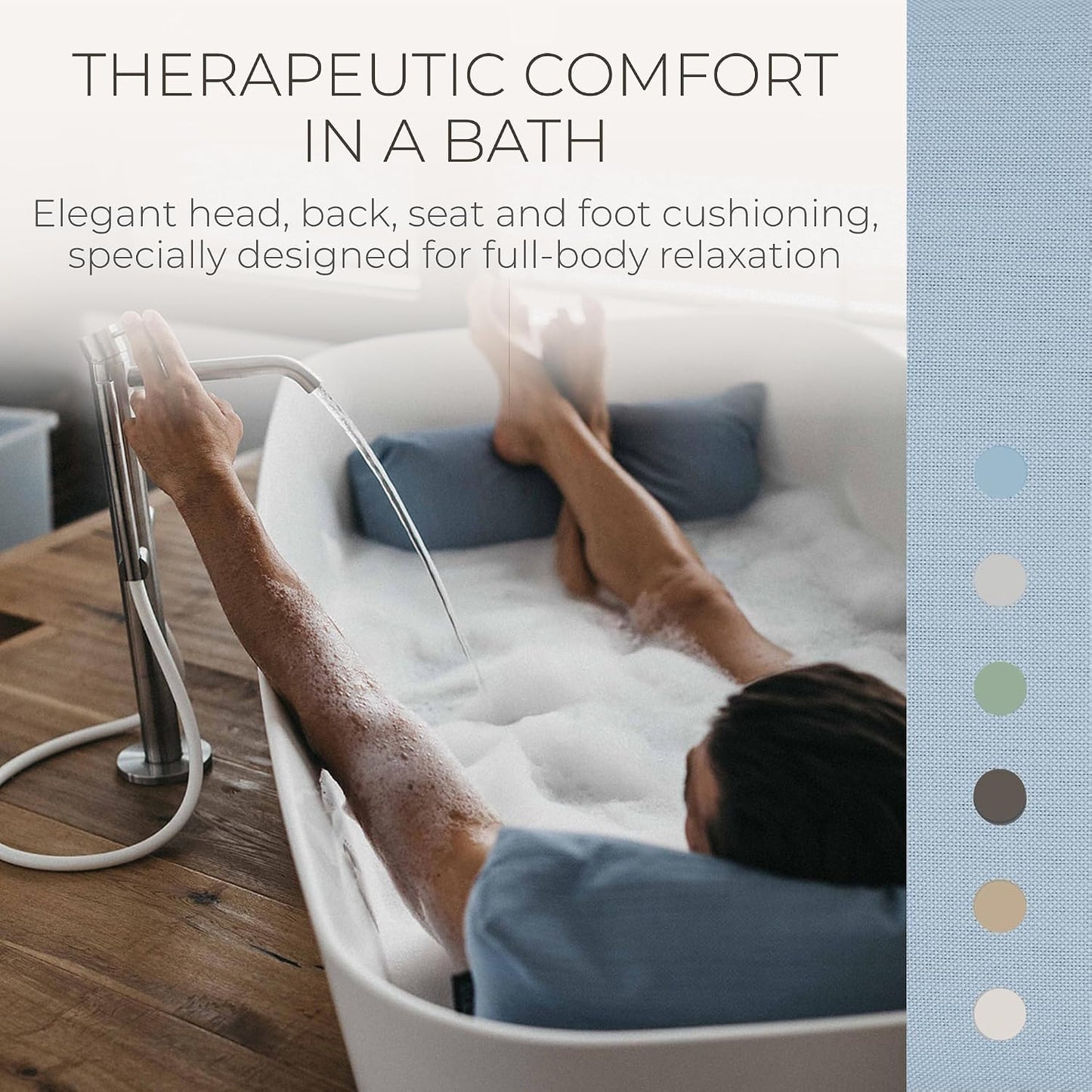 BADESOFA® Luxury Bath Pillow M - Lusciously Soft & Comfortable Tub Pillow for Bathtub - Washable & Quick-Drying Bath Back Pillow - Non-Slip Full Body Tub Pillow - Luxury Spa Cushion in Ivory Pearl