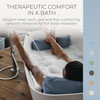 BADESOFA® Luxury Bath Pillow M - Lusciously Soft & Comfortable Tub Pillow for Bathtub - Washable & Quick-Drying Bath Back Pillow - Non-Slip Full Body Tub Pillow - Luxury Spa Cushion in Ivory Pearl
