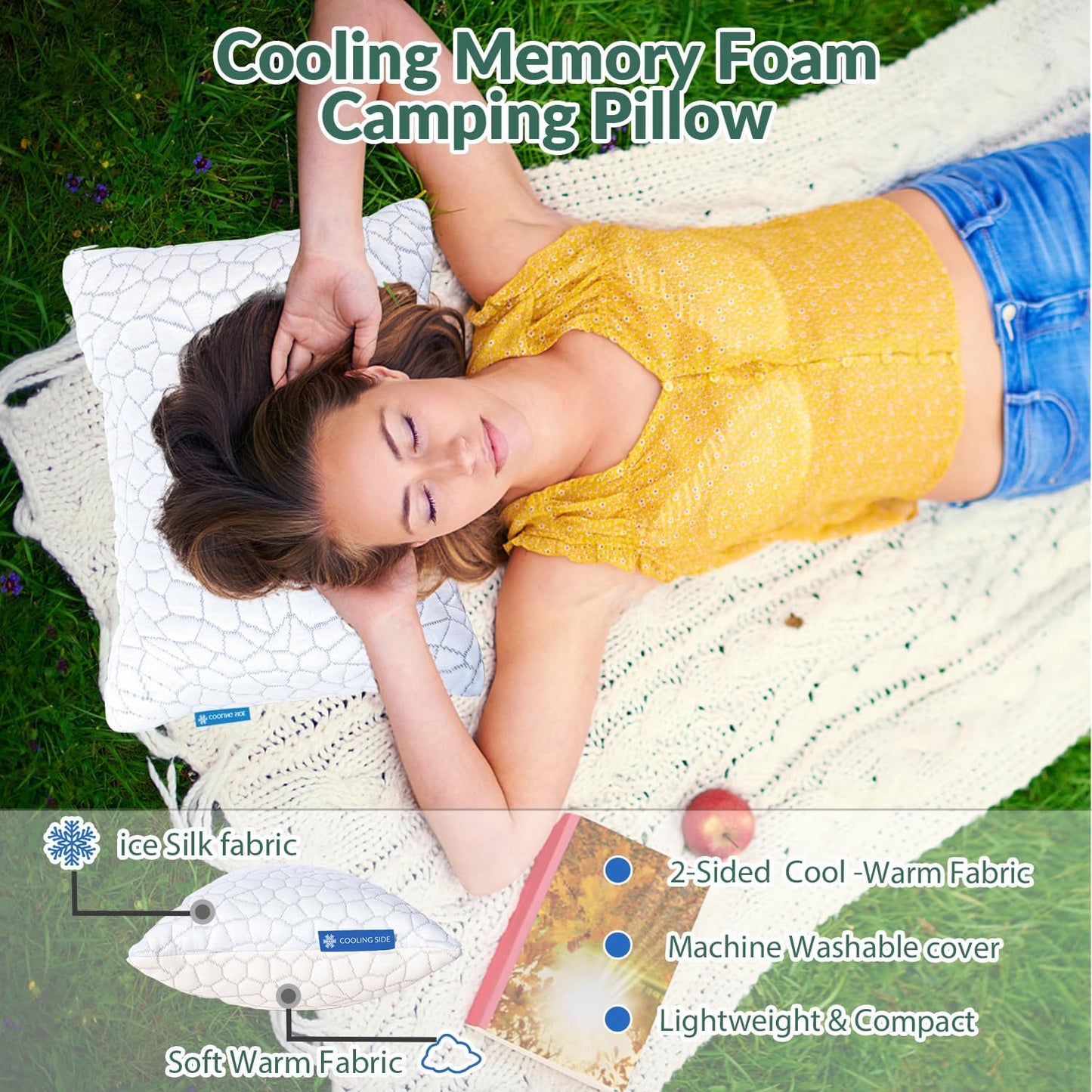 QUTOOL Cooling Pillow for Sleeping, CertiPUR-US Shredded Memory Foam Queen Pillows Set of 2, Cool Pillow for Hot Sleepers Adjustable Firm Pillow for Side, Back, Stomach Sleepers Soft Yet Support,White