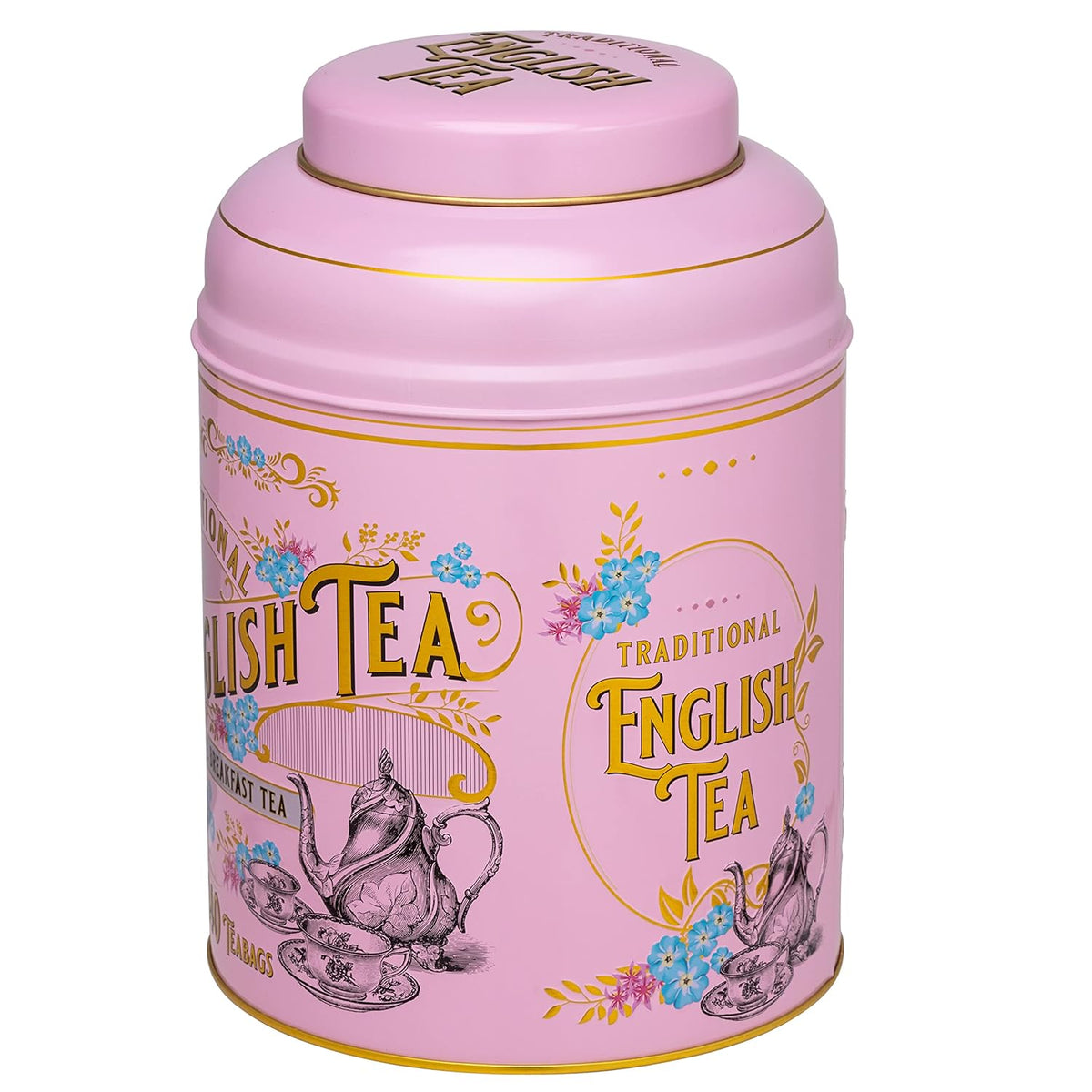 New English Teas Victorian Tea Tin with 240 Breakfast Tea Bags - Pink