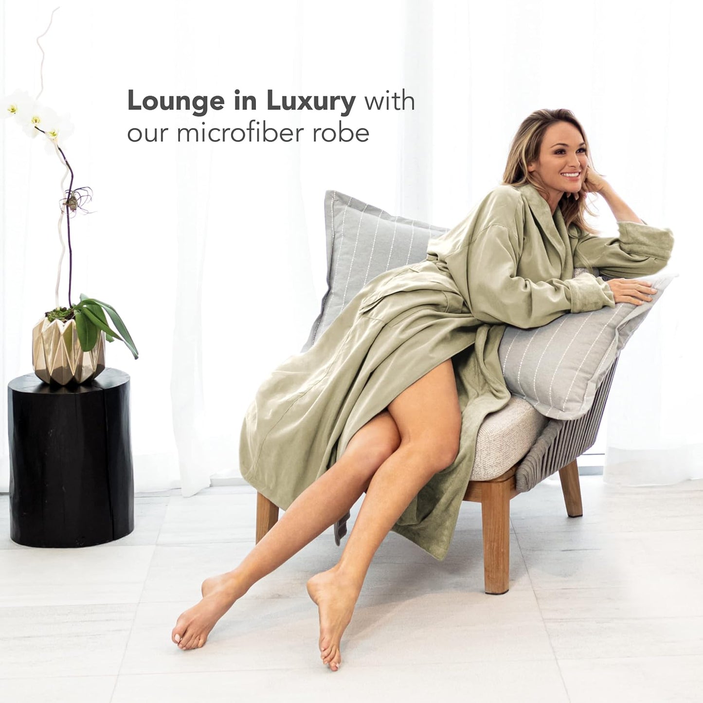 Women's Microfiber Robe by BOCA, Luxury Hotel Bathrobe, Generous Sizing
