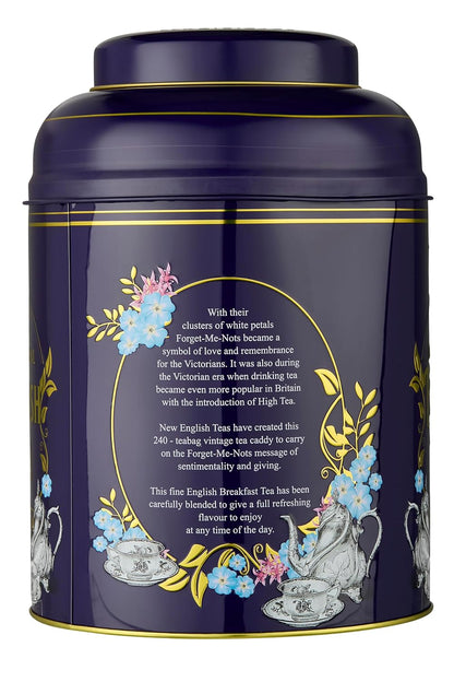New English Teas Victorian Tea Tin with 240 Breakfast Tea Bags - Purple