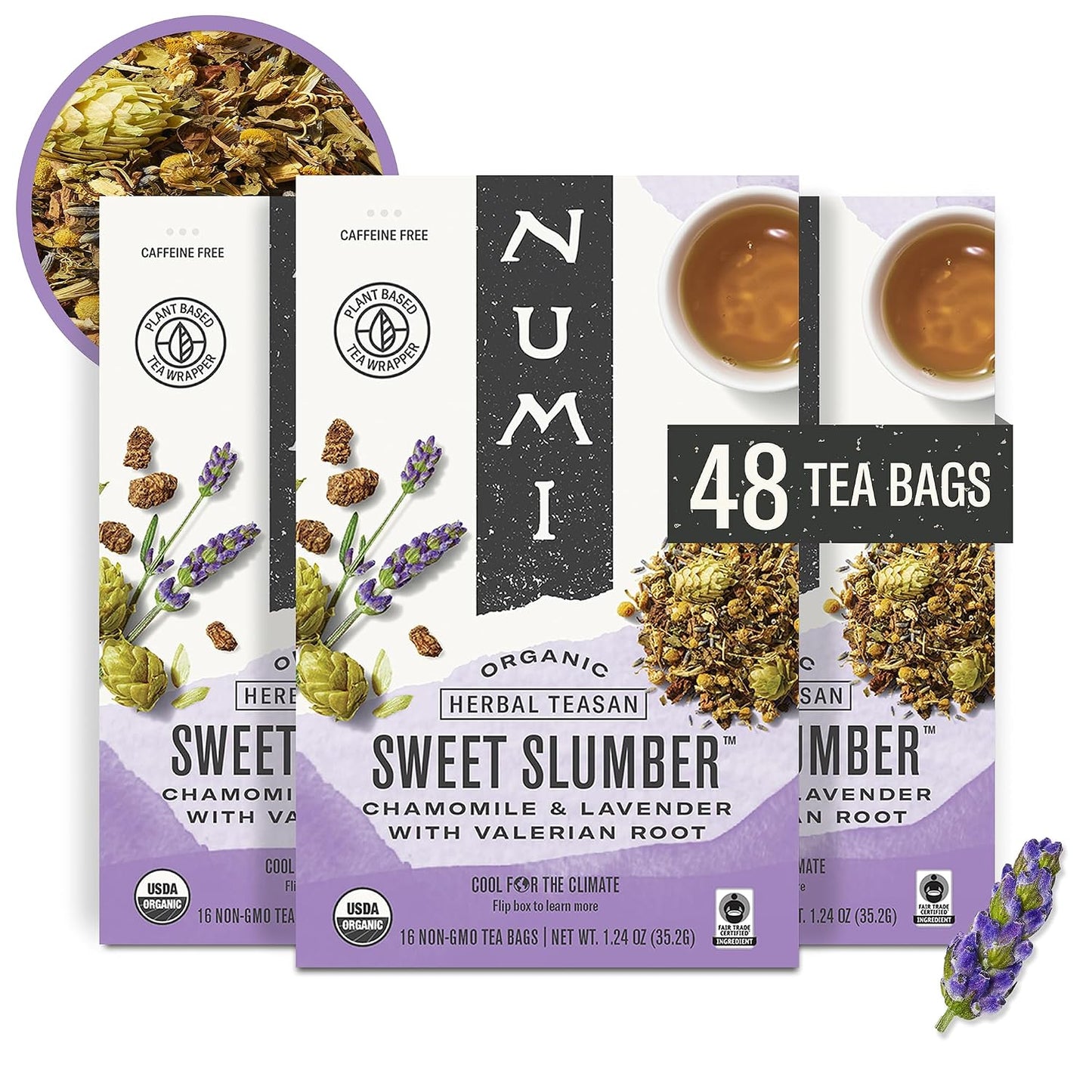 Numi Organic Chamomile Lemon Tea, 54 Herbal Tea Bags, Caffeine Free