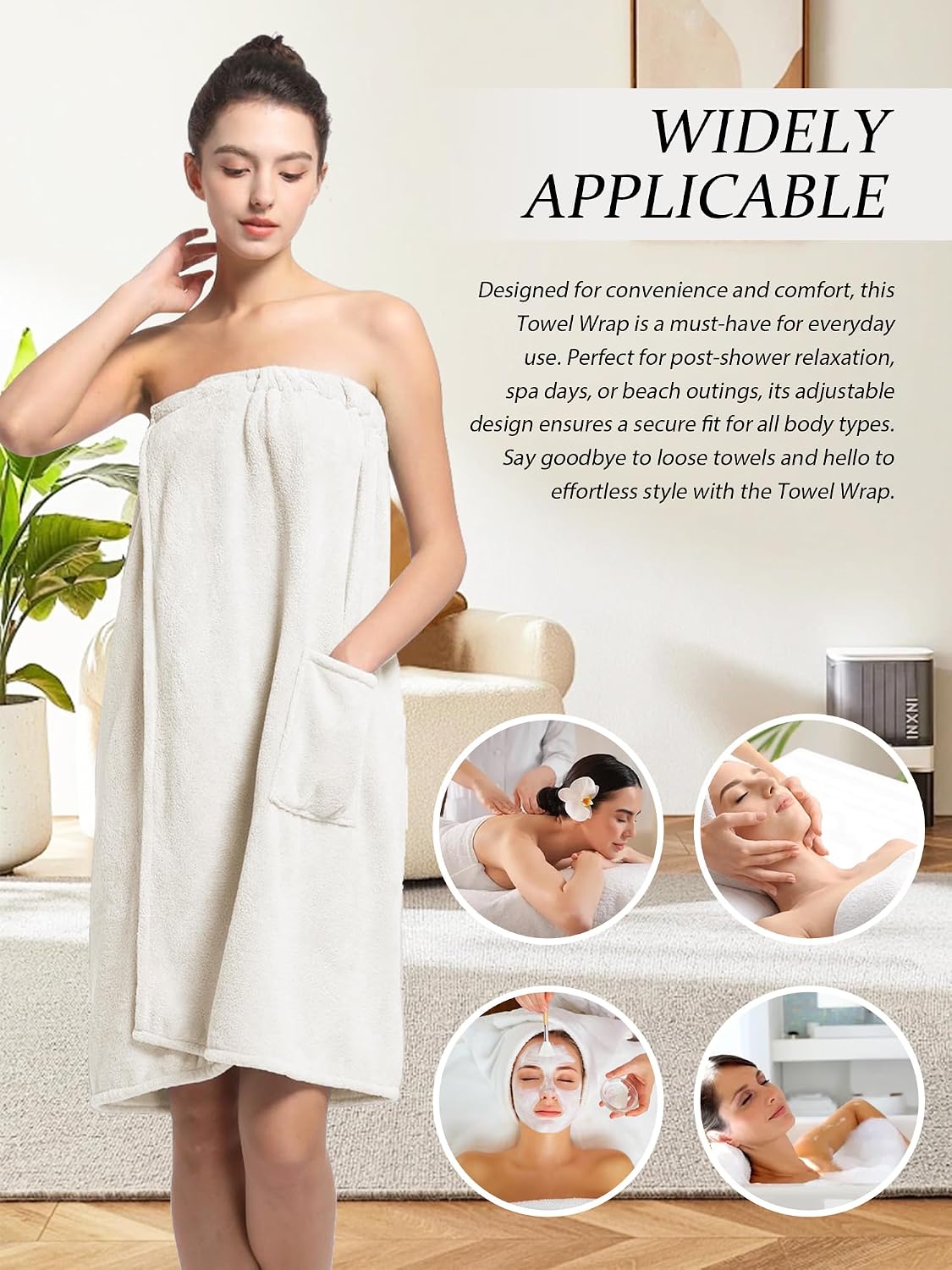 Women'S Soft Wrap Towel Full Length，Bath Robe After Shower Female Plush Long，Spa Bathrobes Lightweight With Pockets
