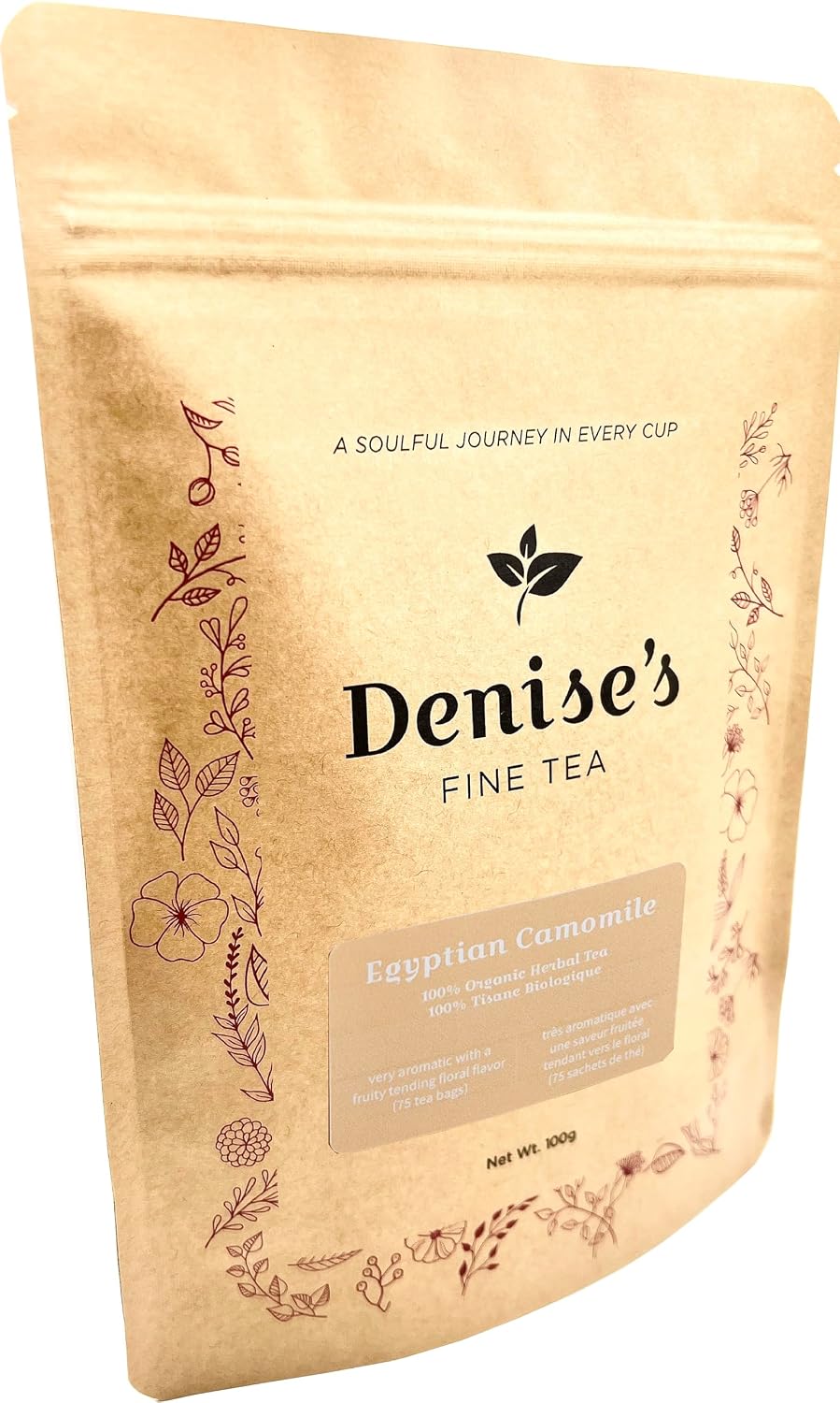 Denise's Fine Tea, USDA Organic, Egyptian Camomile, Herbal Tea, 75 tea bags (100g)