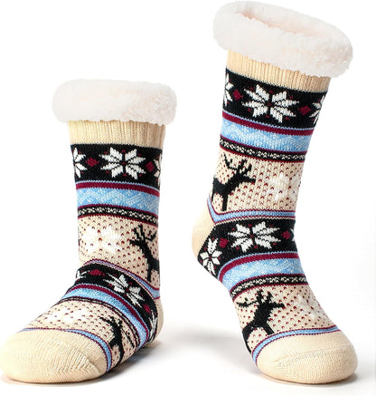 Cozylook Fuzzy Slipper Socks for Women with Grips Warm Cozy Soft Non-Slip Winter Socks Cozy Gift Idea