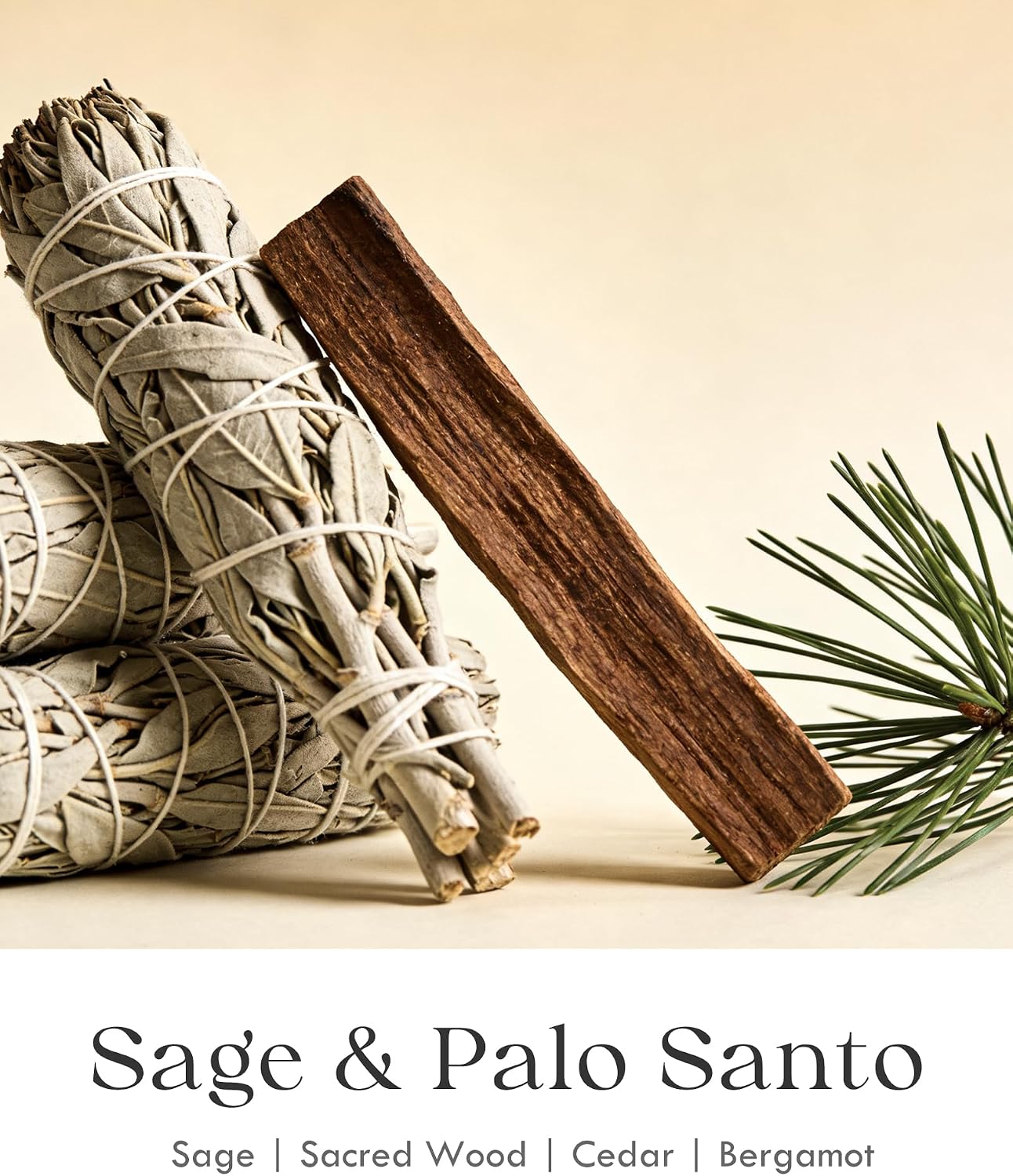 AOOVOO Sage Candle for Cleansing - 3 Wick 12oz Large Scented Candle with Crystals & Sage Leaves Inside, Soy Candles Non Toxic for Meditation Spiritual Gift, Aromatherapy Candle for Women Men