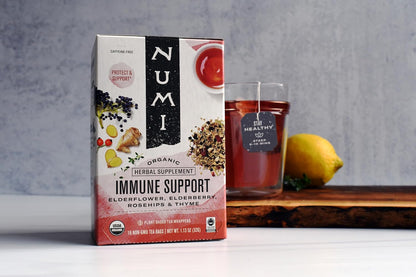 Numi Organic Immune Support Tea, 16 Herbal Tea Bags, Caffeine Free