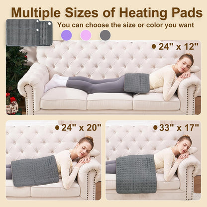 12"x24" Heating pad, Electric Heat Pad 6 Heating &4 Timer Setting | Heating Pad for Neck and Shoulders and Back Auto Shut Off, Dry/Moist Heat & Machine Washable,Home Office Use，Dark Gray
