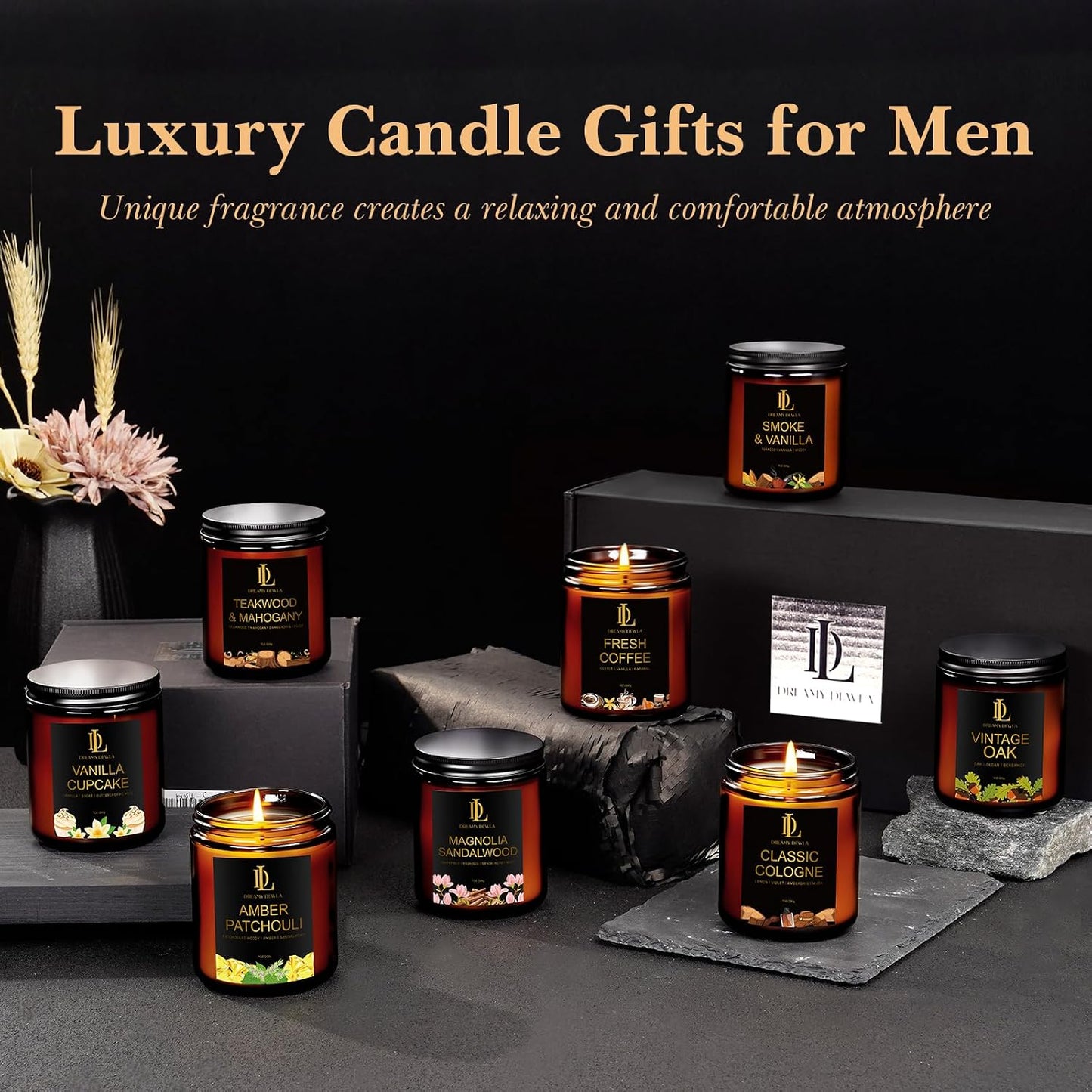 Scented Candles Set, 4 Pack Soy Candles for Home Scented, Candle Gifts for Women Men, 28oz 200 Hours Burn, Scents of Pineapple Cocktail/Coconut Vanilla/Pink Sands/Bahamian Breeze
