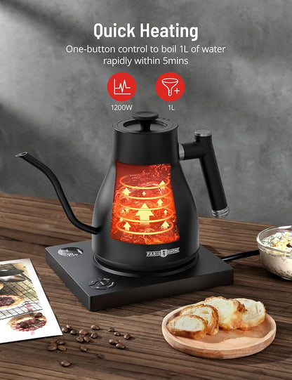 1.7L Electric Glass Kettle with Variable Temperature Control, 1500W Fast Heating Water Boiler, 13 Temperature Presets, Keep Warm Function, Auto Shut-Off Safety Protection, LED Touch Panel, 120V