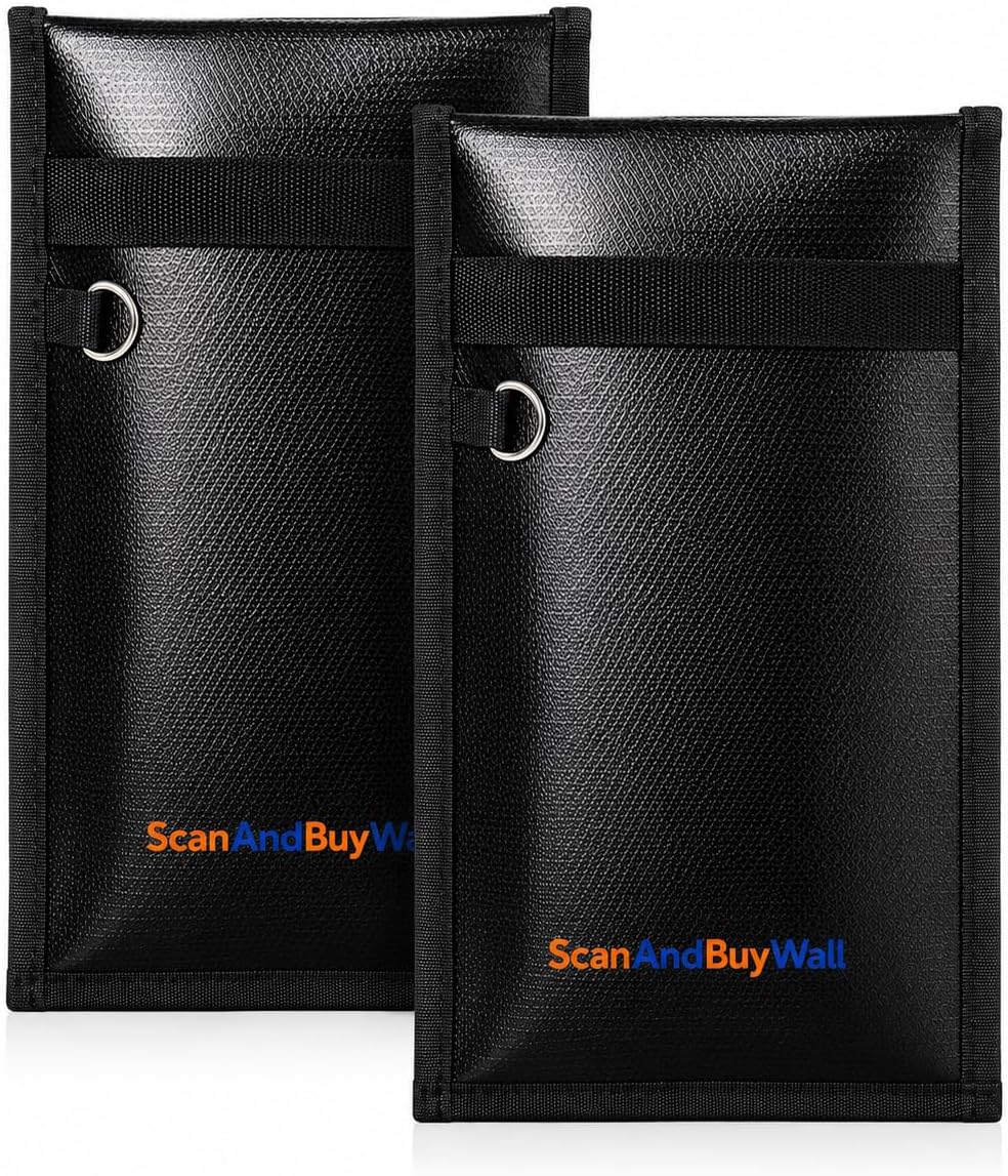 Faraday Bag for Phones (2 Pack) – Signal Blocking Pouch - Blocks Cell WiFi Bluetooth GPS RFID & NFC - Privacy Protection Faraday Phone Bag for Phones Credit Cards Passports & Key Fobs – 7.9" x 4.7"