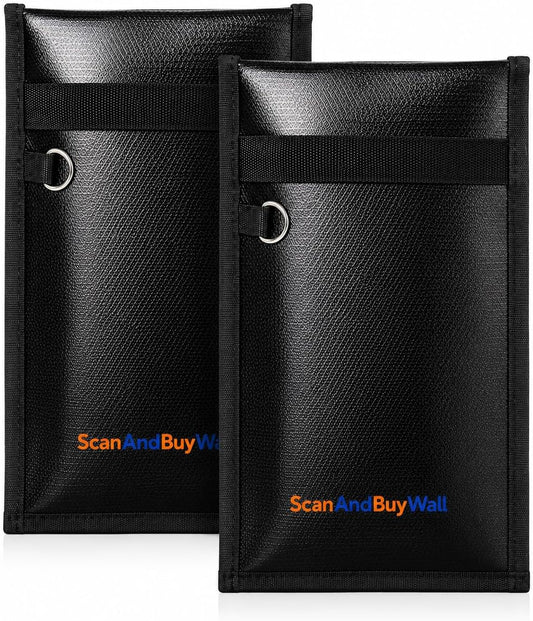 Faraday Bag for Phones (2 Pack) – Signal Blocking Pouch - Blocks Cell WiFi Bluetooth GPS RFID & NFC - Privacy Protection Faraday Phone Bag for Phones Credit Cards Passports & Key Fobs – 7.9" x 4.7"