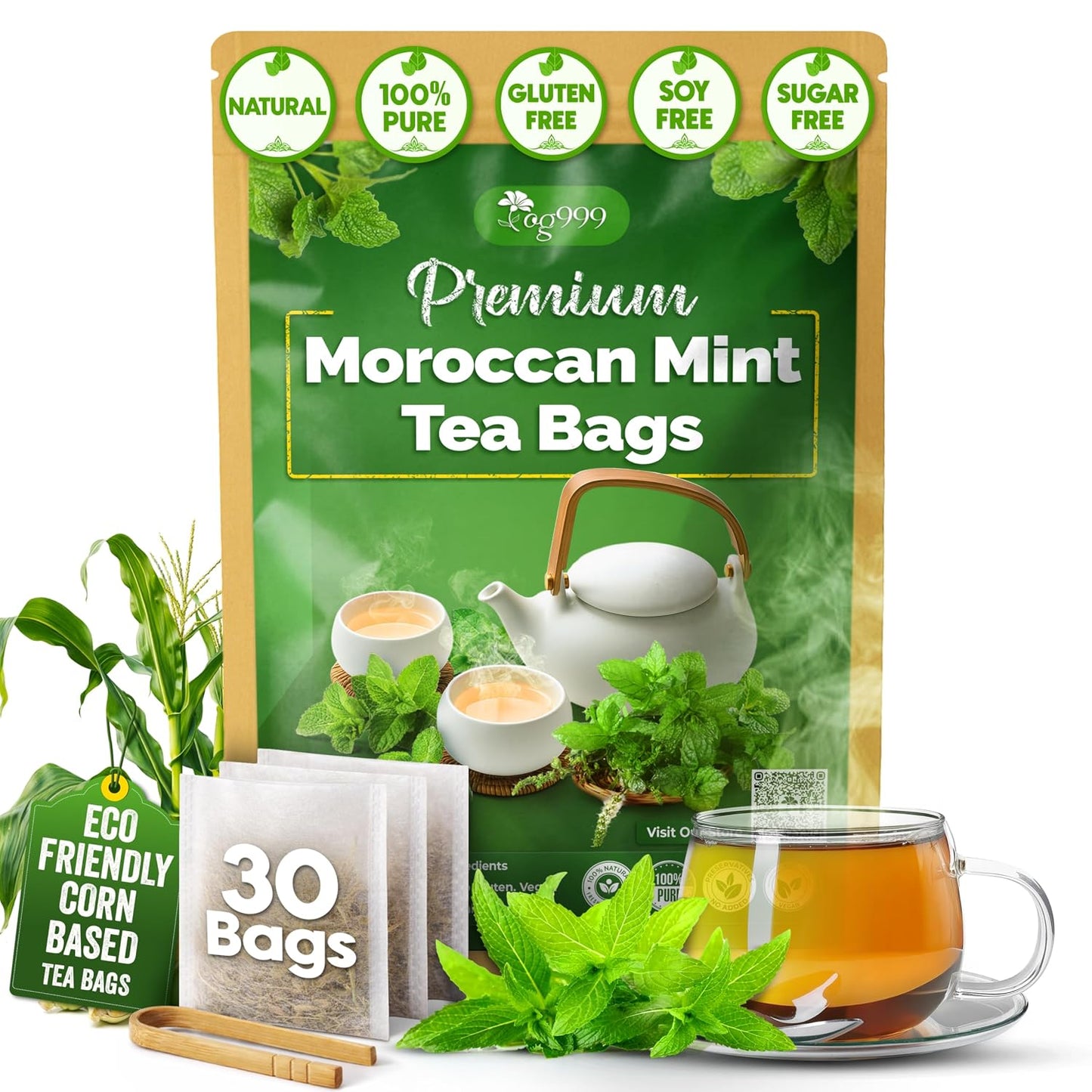 TOG999, 135 Premium Red Rooibos Tea Bags, 100% Natural & Pure from Rooibos Tea Leaves. Loose Leaf Rooibos Herbal Tea. Made with Natural Material Tea Bags. No Sugar, No Caffeine, No Gluten, Vegan.