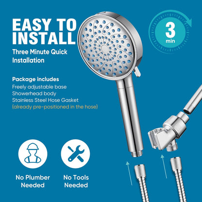 Cobbe Filtered Shower Head with Handheld, High Pressure 6 Spray Mode Showerhead with Filters, Water Softener Filters Beads for Hard Water - Remove Chlorine - Reduces Dry Itchy Skin, Chrome
