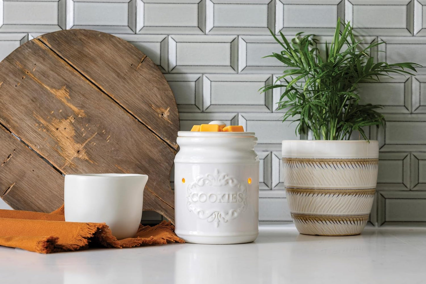 Candle Warmers ETC. Illumination Fragrance Warmer- Light-Up Warmer for Warming Scented Candle Wax Melts and Tarts or to Freshen Room, White Harmony