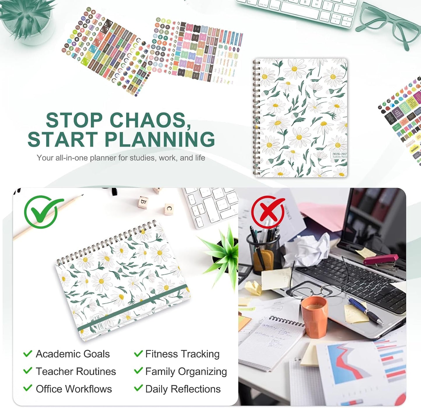 Planner 2026-2027, Weekly and Monthly Calendar Planner, JUL 2026 - JUN 2027 | Academic Year, Daily Agenda Book, A5(6.3'' x 8.5''), Sprial Bound, Inner Pocket, Office School Use