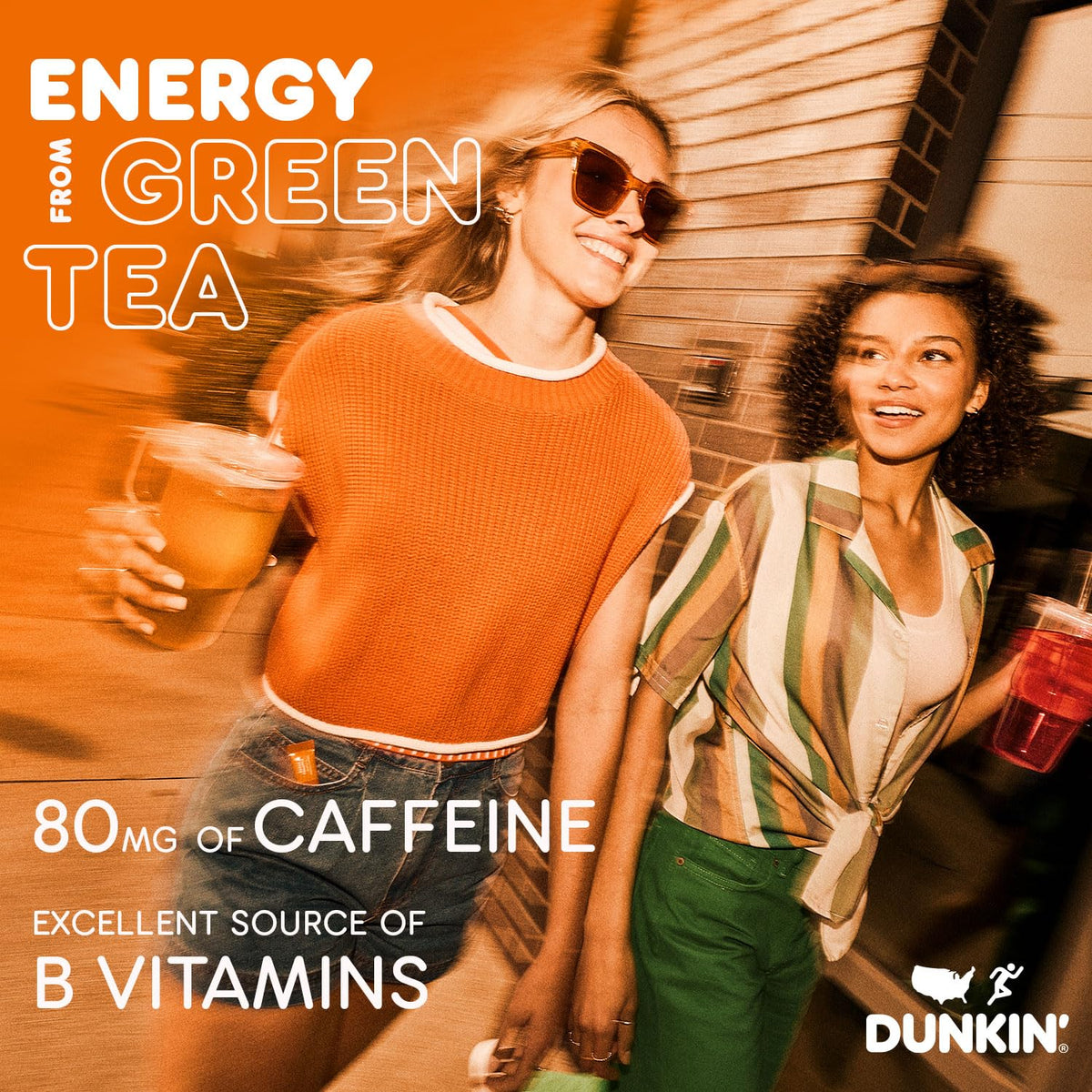 Singles To Go! Dunkin' Refreshers Green Tea Drink Mix Packets, 40 Count