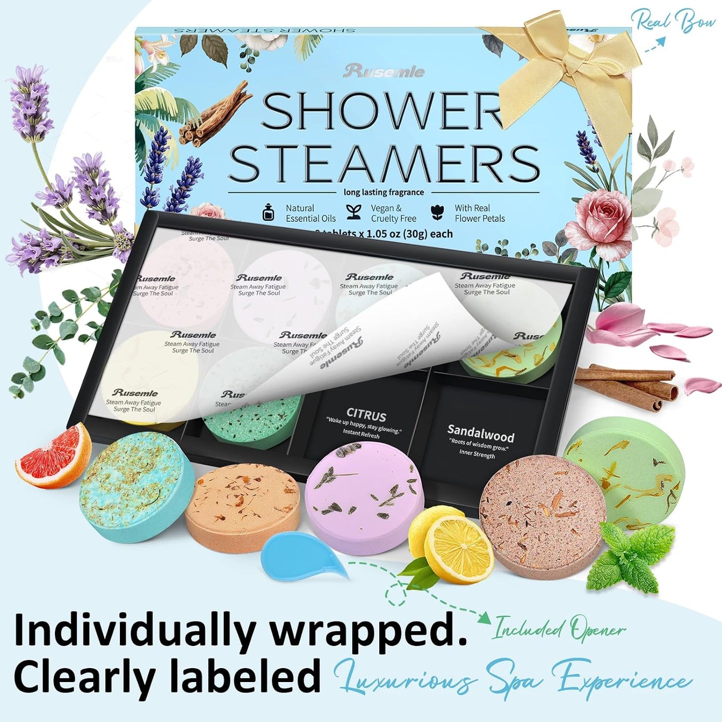 Shower Steamers Aromatherapy Birthday Gifts for Women - 8 Pack Shower Bombs with Natural Essential Oils, Self Care Relaxation Home Spa, Basket Stuffers White Elephant Gifts for Women Mom Wife Teens