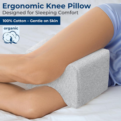 5 STARS UNITED Knee Pillow for Side Sleepers - Hip Pain Relief, Memory Foam Leg Cushion for Side Sleeping - Between Legs Pillow for Sciatica & Lower Back Pain, White