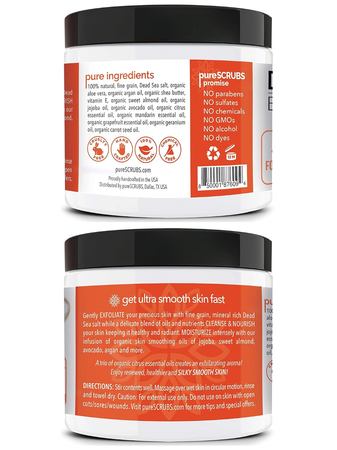 pureSCRUBS Premium Cucumber Body Scrub Set, Exfoliating Dead Sea Salt Scrub