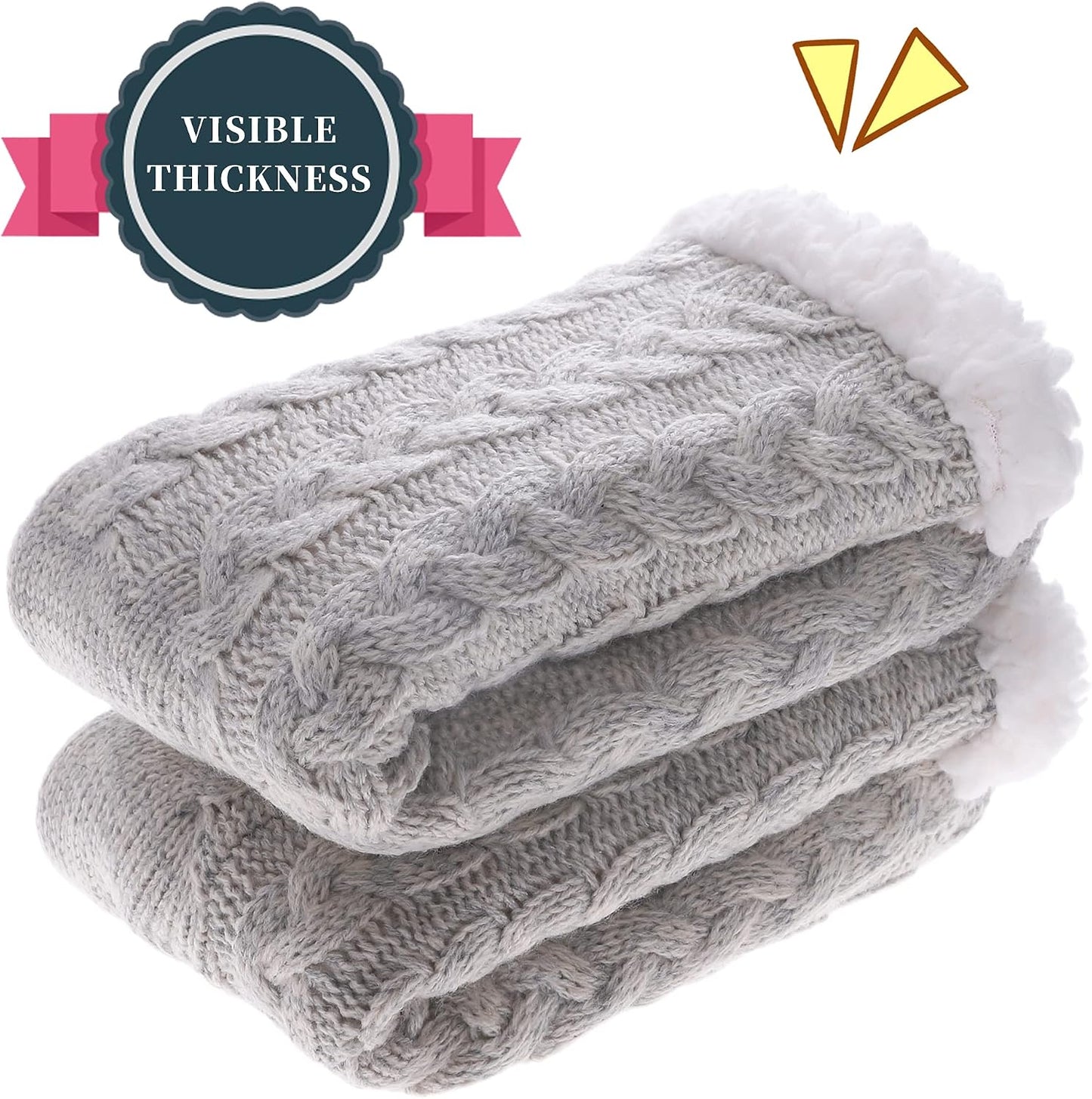 SDBING Women's Winter Super Soft Warm Cozy Fleece Lined Fuzzy Slipper Socks with Grippers