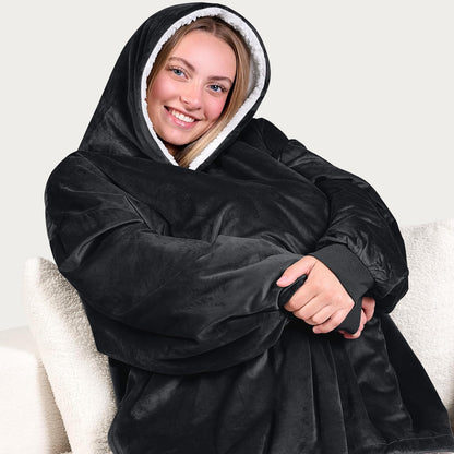 Bare Home Wearable Blanket Hoodie - Soft Plush Sherpa - Warm and Cozy - Oversized Wearable Blanket
