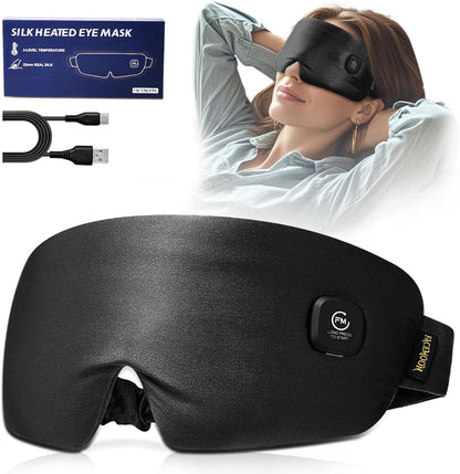 Heated Eye Mask for Dry Eyes - Silk Cordless Warm Eye Compress Moist Heat, FSA Eligible, Eye Heating Pad for Stye Treatment, Tired Eyes, Sleep, Travel, Washable, Rechargeable, Blue