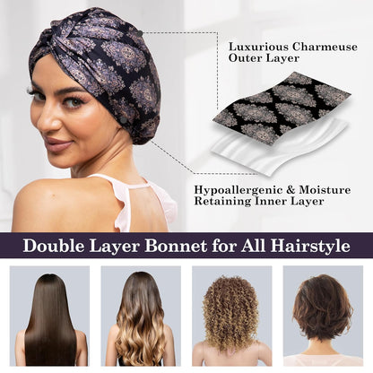 Adjustable Silk Bonnet Satin Curly Hair Wrap for Sleeping Women Anti Frizz