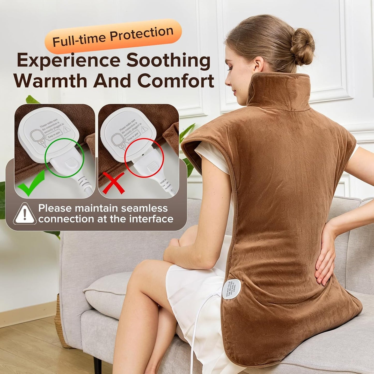 Electric Heating Pad for Neck Back Shoulder Pain Relief, 25"x37" Large Full Body Weighted Heated Pad for Menstrual Cramps - 5 Heat Levels/Snug Fit, Birthday Gifts for Women Men Mom Dad Elders