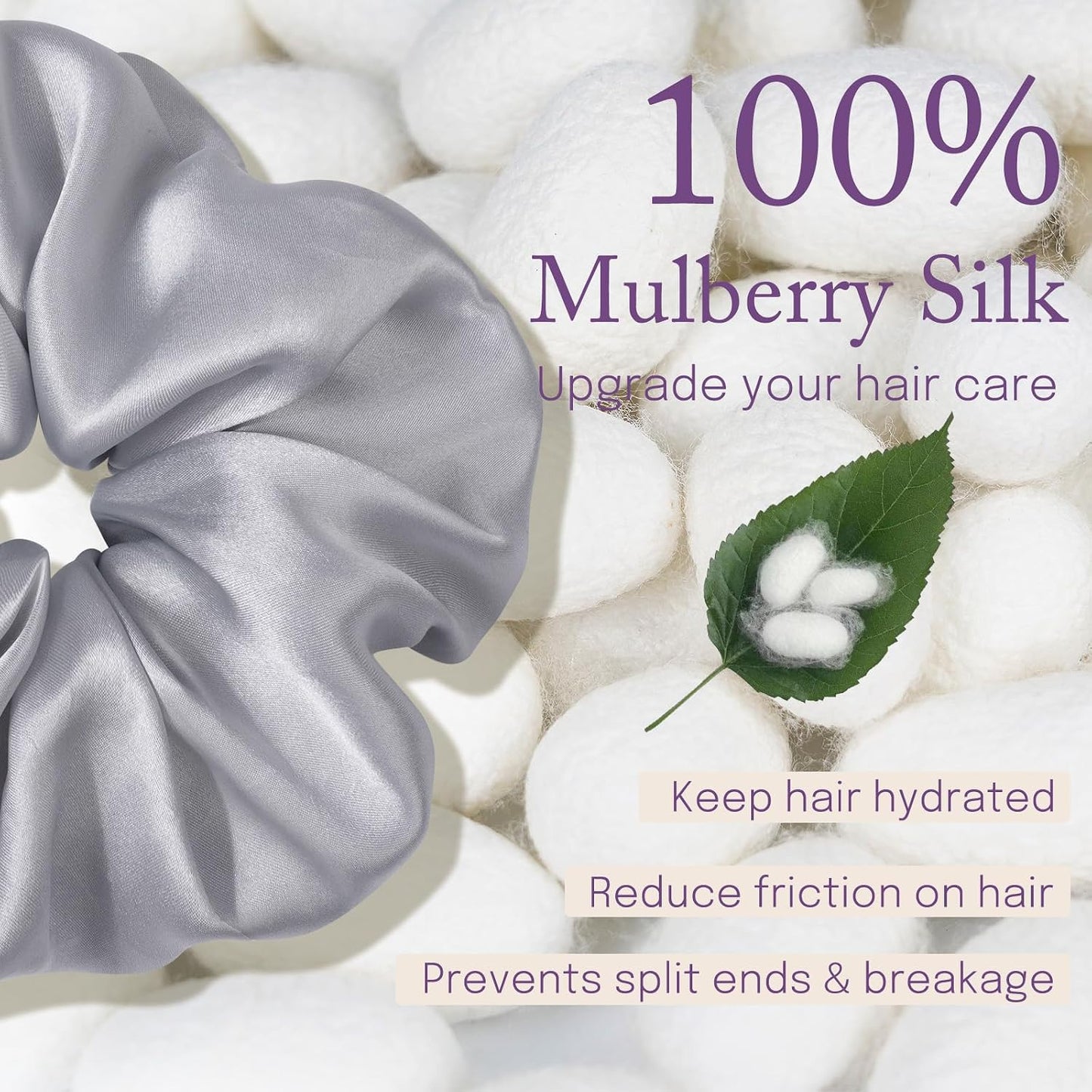 OLESILK Silk Scrunchies Oversized 100% Mulberry: Large for Women& Girls Long Thick Hair, Soft Smooth for No Damage Hair Care Sleeping