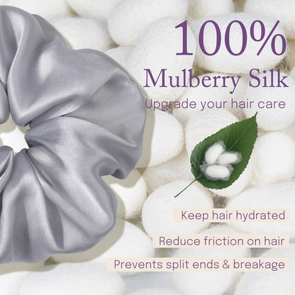 OLESILK Silk Scrunchies Oversized 100% Mulberry: Large for Women& Girls Long Thick Hair, Soft Smooth for No Damage Hair Care Sleeping