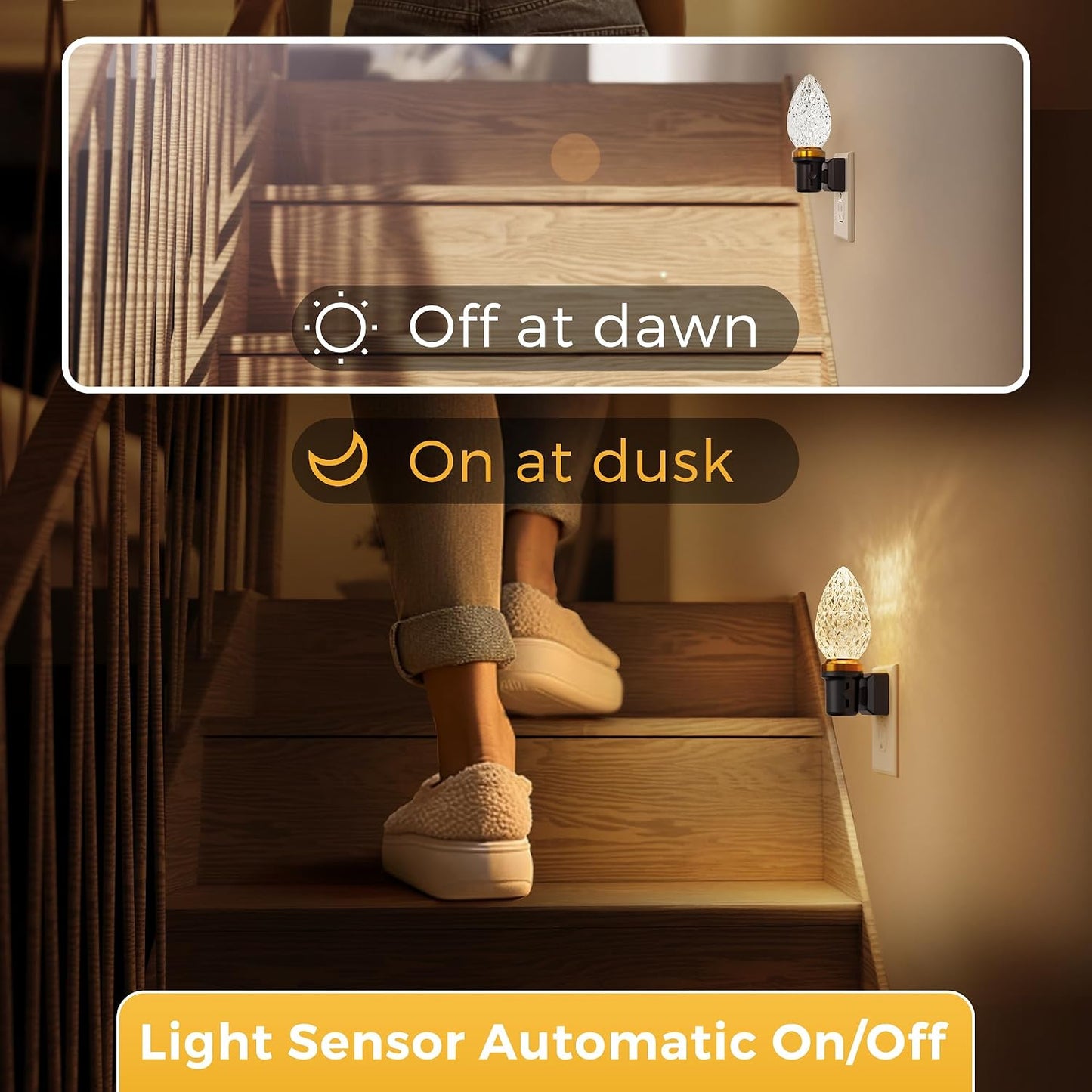 L LOHAS LED Night Light, Dimmable Night Lights Plug into Wall, Automatic Night Lights Plug in with Auto Light Sensor,Adjustable Brightness Amber LED Night Light, for Bedroom Hallway Home Decor
