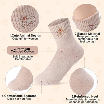 Eurzom 10 Pairs Socks Womens Crew Elastic Ankle Length Cotton Socks Aesthetic Cute Lightweight Low Cut Gifts for Women - Colors A