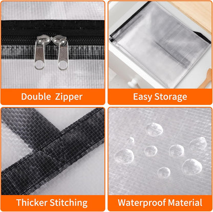 TasticTotes 6 Pack Clear Storage Bags for Comforter, Clothes & Bedding, 40L