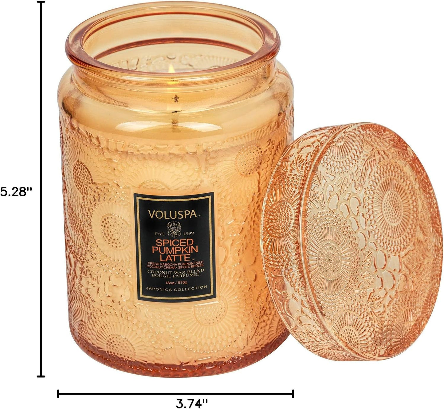 Voluspa Baltic Amber Candle, 18 oz, Coconut Wax Blend, Scented Candles for Home, 100 Hour Burn Time, Candle Jar